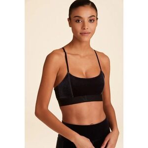 Alala Black Charcoal Velvet Sports Bra Top Revolve Sz Small NWT